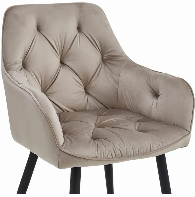 Set dvoch jedálenských stoličiek JORK zamatové, tmavobéžové (čierne nohy) 2 ks