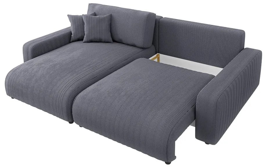 Tmavosivá menčestrová rozkladacia rohová pohovka (variabilná) Sara – Ropez