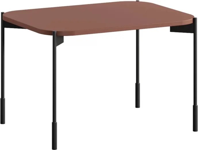 Kávový stolík Sonatia 60 cm obdĺžnikový na kovových nohách - burgund