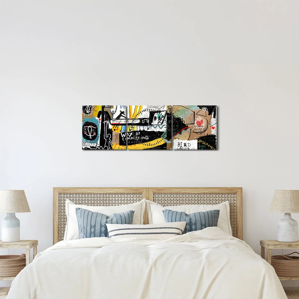 Obraz - Graffiti (s hodinami) (90x30 cm)