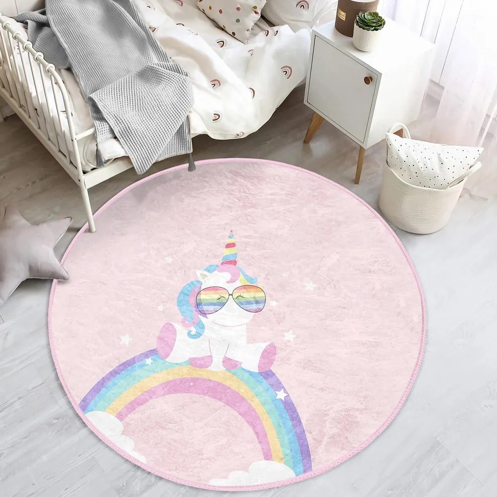 Ružový detský koberec ø 80 cm Comfort – Mila Home