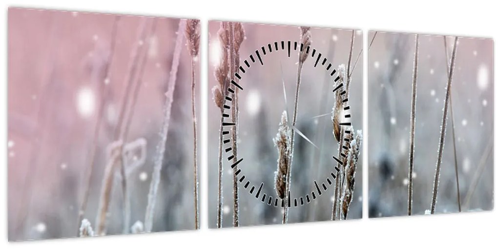 Obraz - Zimná krajina (s hodinami) (90x30 cm)