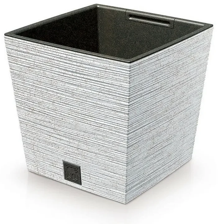 Kvetináč FURU SQUARE LOW ECO WOOD s vložkou m 24cm, biely ECO