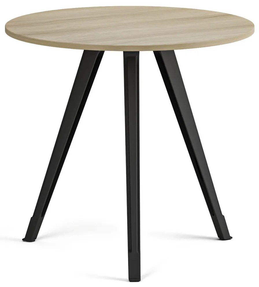 Konferenčný stôl PRIMO ZEN, priemer 80 cm, čierna podnož, dub prírodný