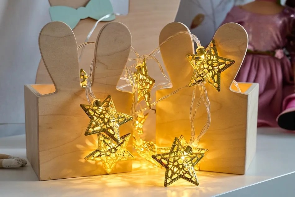 DECOLED LED světelný řetěz, 7 m, hvězdičky