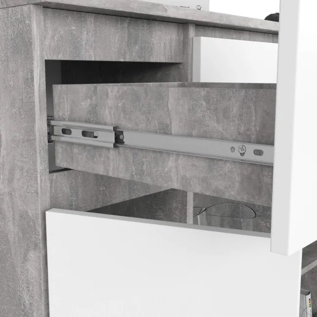 Komoda K100 2D 3SZ 2P betón / biela