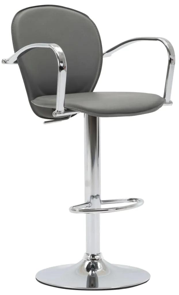 vidaXL Barová stolička s opierkami, sivá, umelá koža