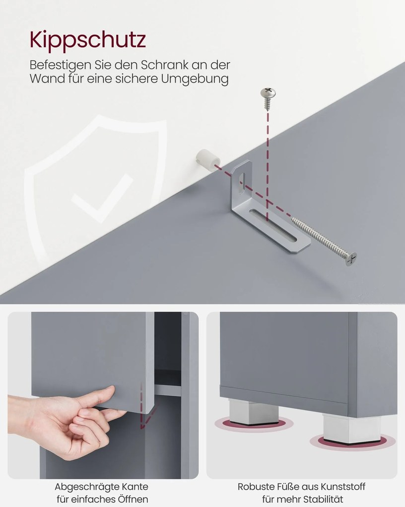 VASAGLE vysoká kúpeľňová skrinka 30 × 30 × 170 cm, v tajomnej sivej farbe