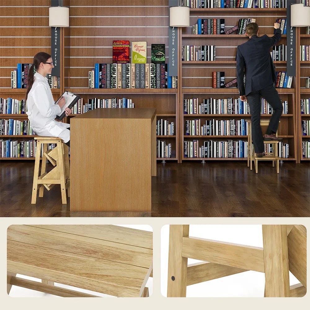 Skladací 3-stupňový stolička, prírodná