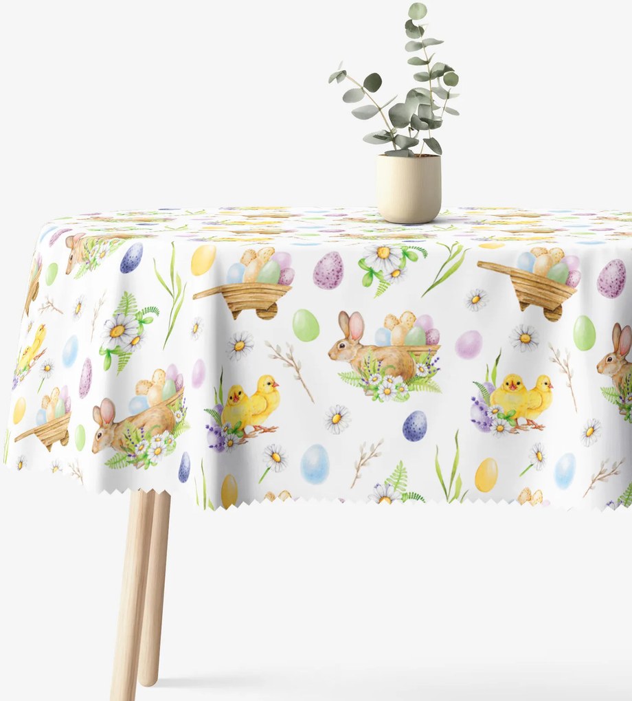 Goldea veľkonočný oválny teflónový obrus - symboly veľkej noci 140 x 240 cm