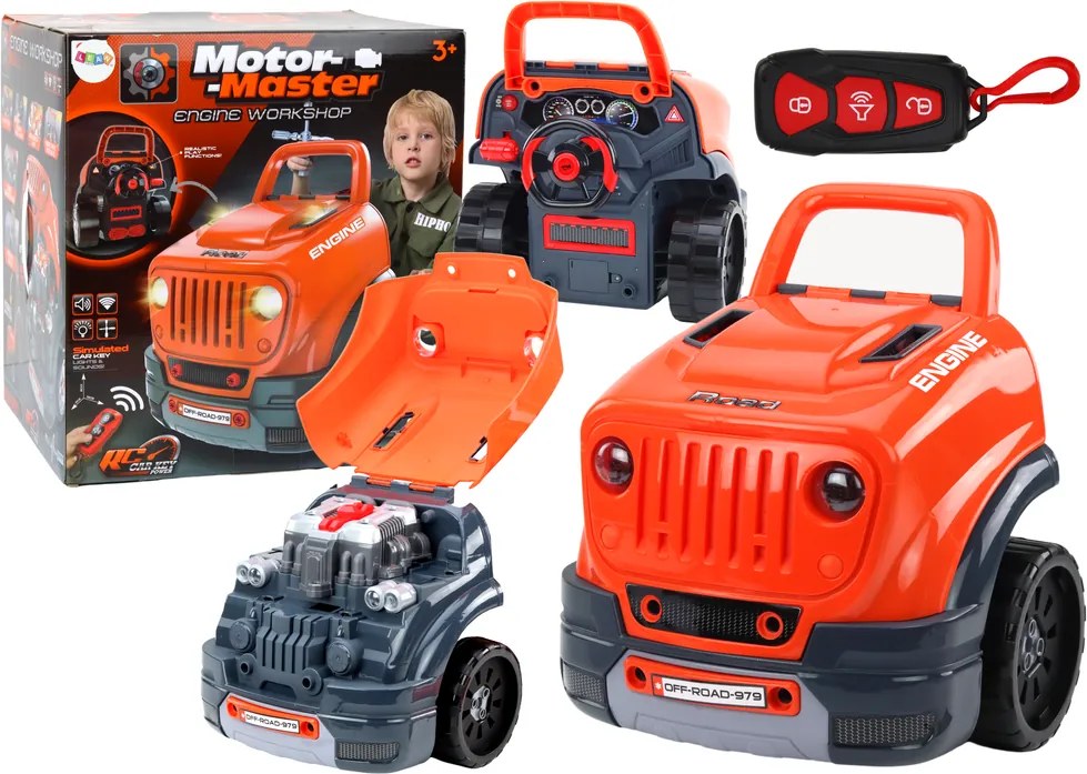 LEAN Toys Súprava pre domáceho majstra na rozoberanie automobilových motorov, oranžová