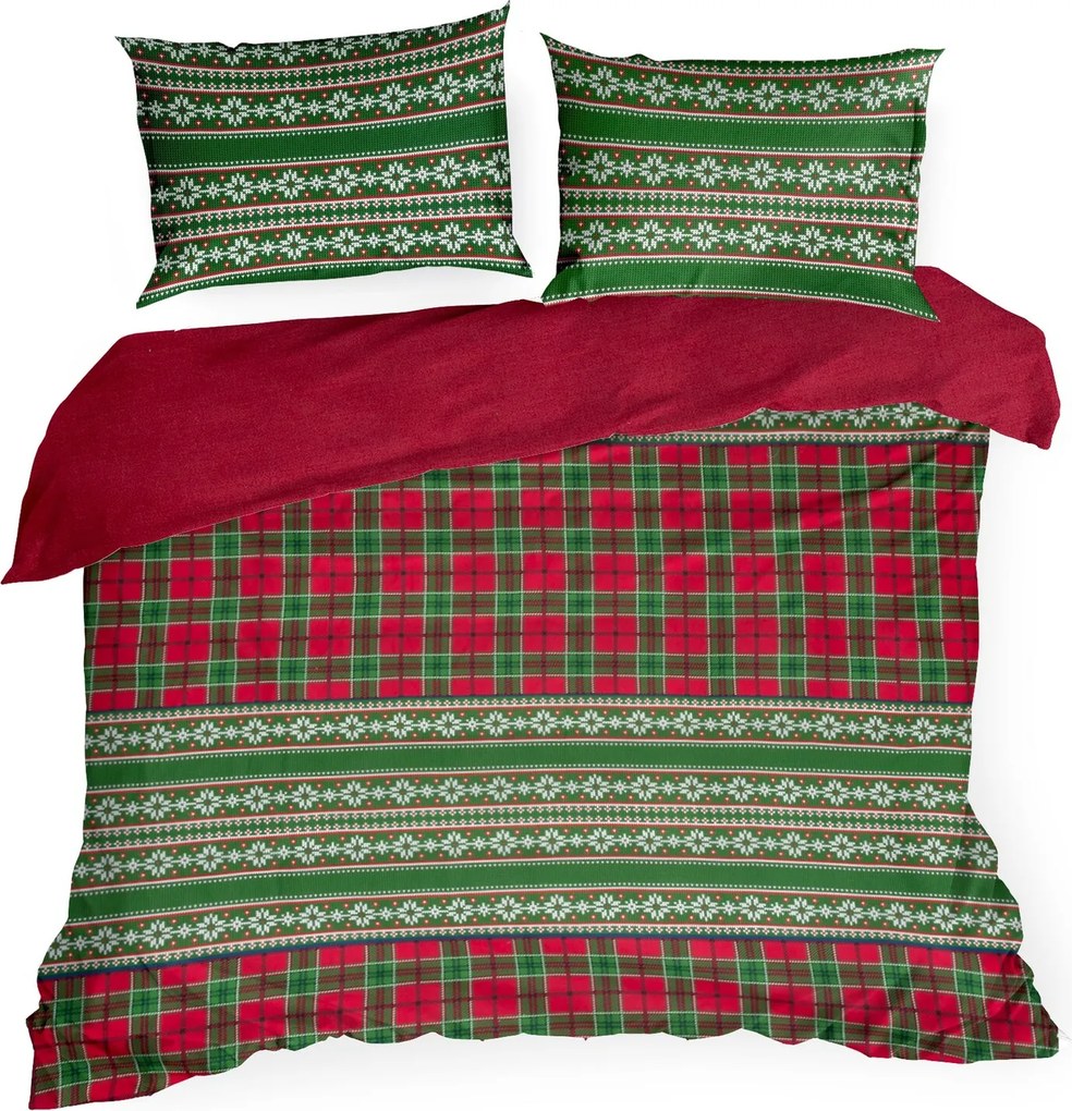 VIANOČNÉ FLANELOVÉ OBLIEČKY AURORA 140X200 CM, 1 KS 70X80 CM VZOROVANÉ