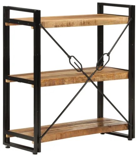 vidaXL Knižnica s 3 policami 77x30x80 cm mangovníkový masív a železo-