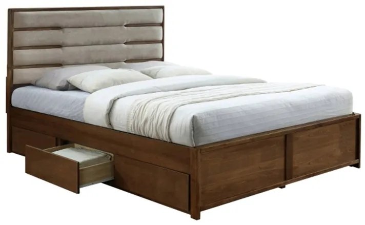 Manželská posteľ s roštom a úložným priestorom Betra 183 - orech / béžová