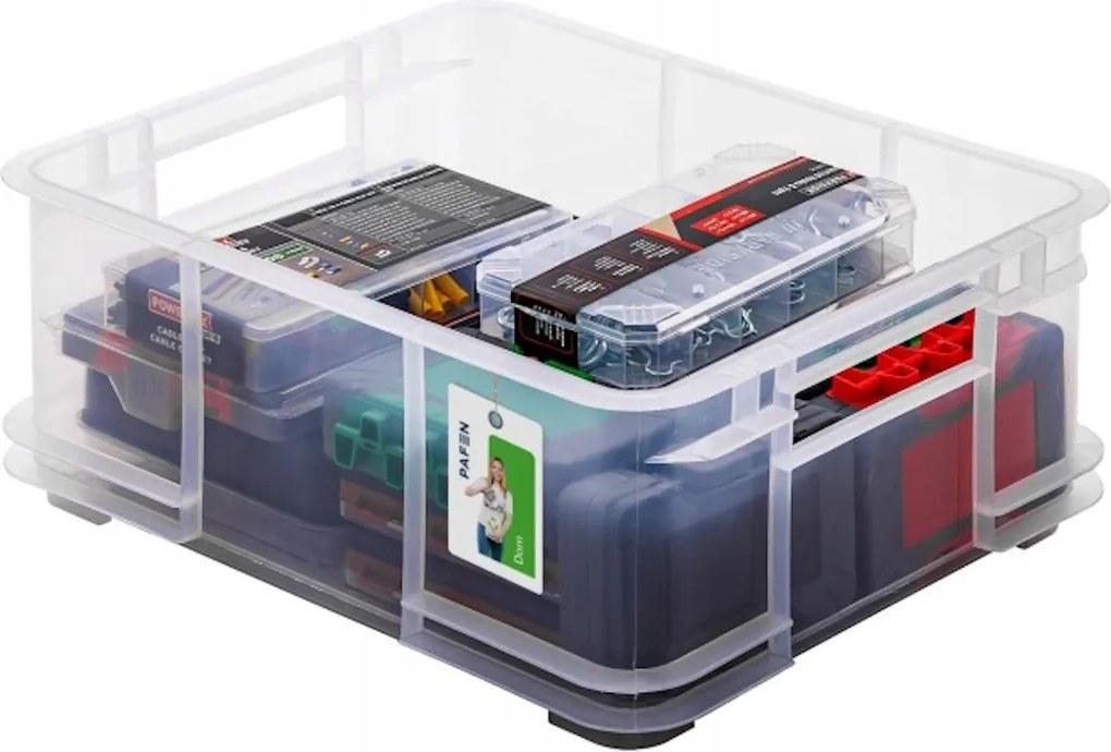 Keeeper Úložný box pro domácnost i dílnu, BRUNO L, 20,5L, 43 x 35 x 17,5 cm, transparentní