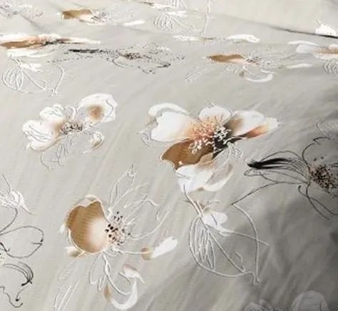 Krepové bavlnené obliečky Homa BERMAL BIEGE FLOWERS 2-dielna sada 140x200 cm