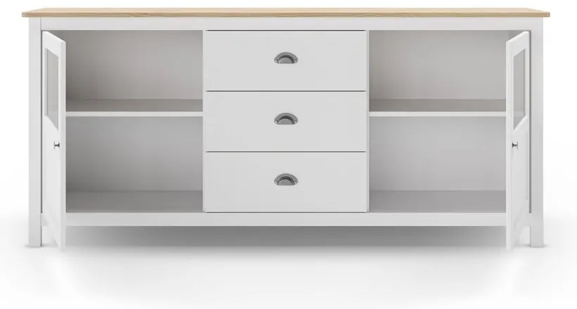 Biela nízka komoda z borovicového dreva 180x80 cm Misti – Marckeric