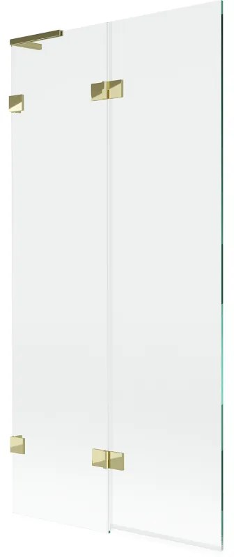 Mexen Lunar L, 2-krídlová vaňová zástena ľavá 90 x 150 cm, číre sklo, zlatá lesklá, 897L-090-100-50-00-L