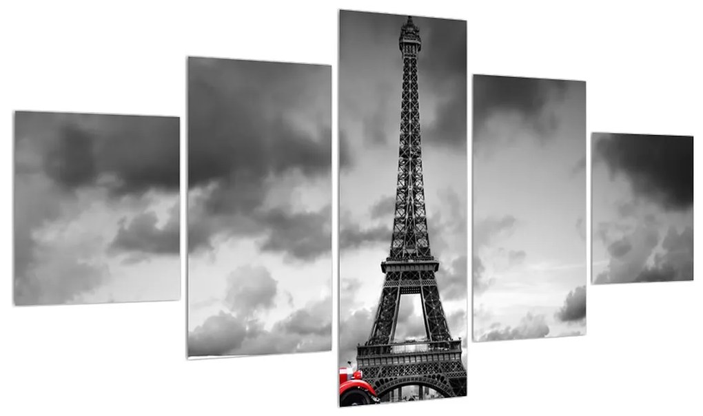 Obraz Eiffelovej veže a červeného auta (K012082K12570)
