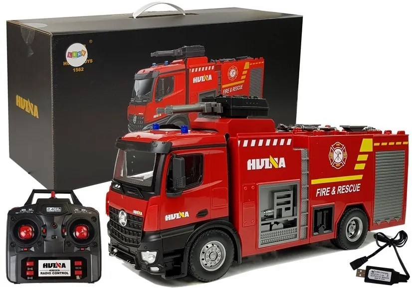 LEAN TOYS Hasičské auto Huina 1562 na diaľkové ovládanie 2,4GHz 1:14 červené RTR