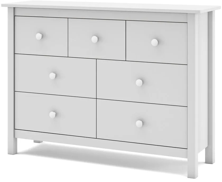 Biela nízka detská komoda z borovicového dreva 110x80 cm Max – Marckeric