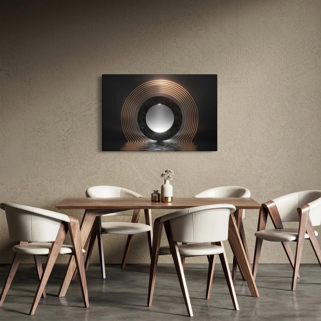 Obraz - Abstrakcia, mesiac nad vodou (90x60 cm)