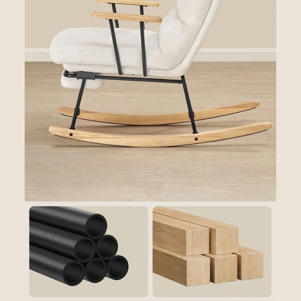 SongmicsHome Hojdacie kreslo ROCKY, 97x67x100cm, krémová