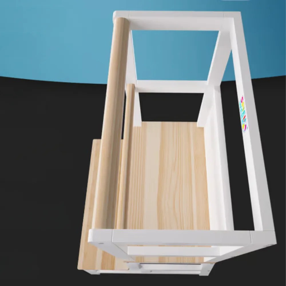 Učiaca veža PLAY borovica, 93x56x49, biela/prírodná hnedá Spielwerk