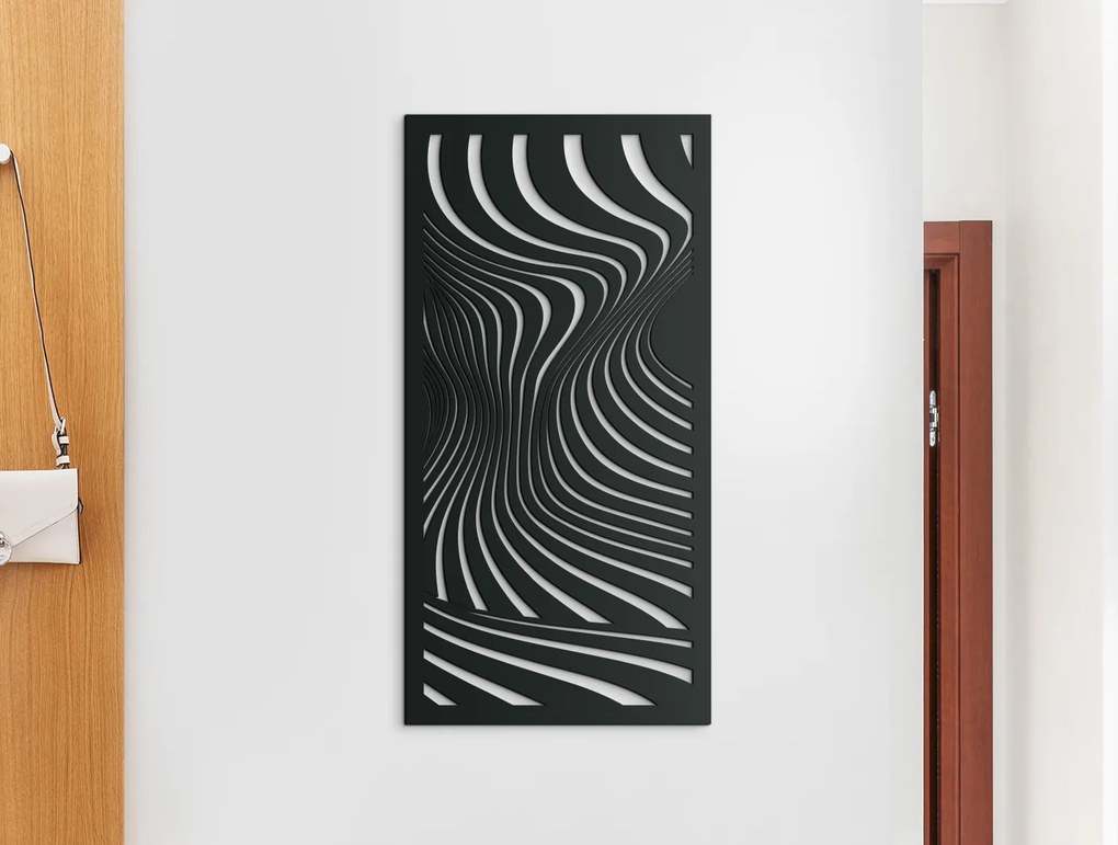 drevko Abstraktný obraz z dreva Vlny Rozmer obrazu: 44,5 x 22 cm, Farba dekorácie: Čierna