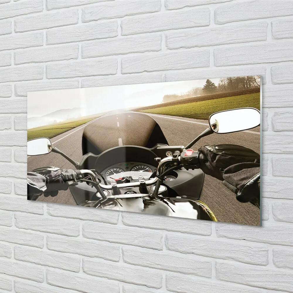 Obraz na skle Motocykla cestného oblohy top 120x60 cm