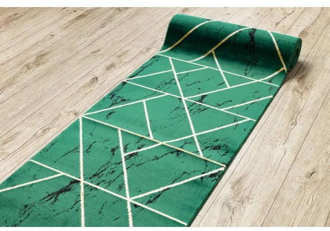 Behúň EMERALD exkluzívny 1012 glamour, marmur, geometrický zelený / zlatý - Výpredaj