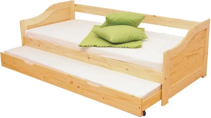 TEMPO KONDELA Laura 90 drevená posteľ s prístelkou borovica