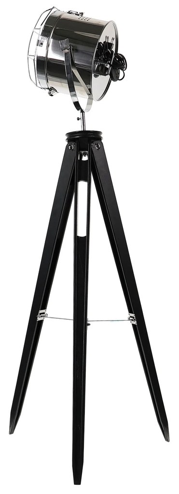 Dekorstudio Podlahová lampa TRIPOD na čiernej trojnožke s chrómovaným tienidlom 153cm