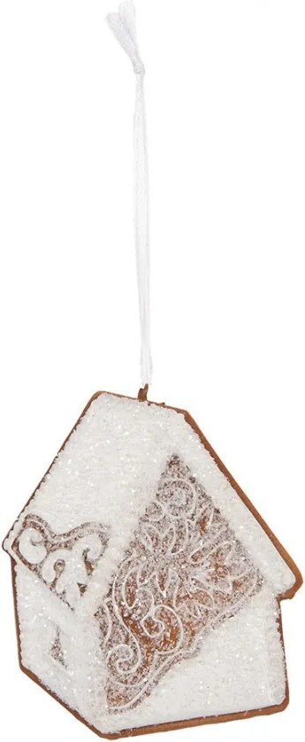 Závesná dekorácia zasnežená perníková chalúpka Frosted Ginger - 9*1*10 cm