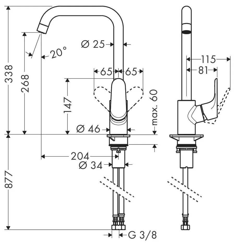 Hansgrohe Focus M41, drezová batéria 260, čierna matná, HAN-31820670