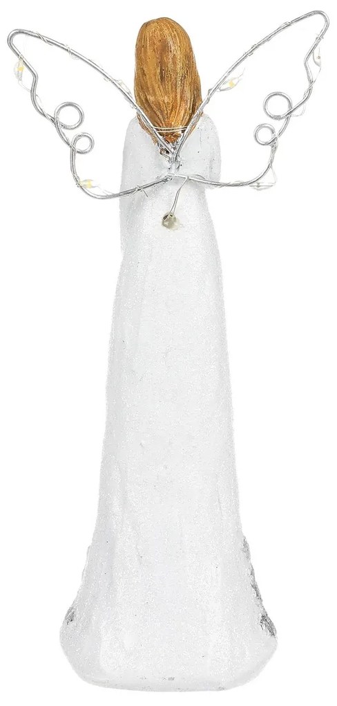 Vianočná dekorácia Anjel so svietiacimi krídlami, polyresin, 19 cm