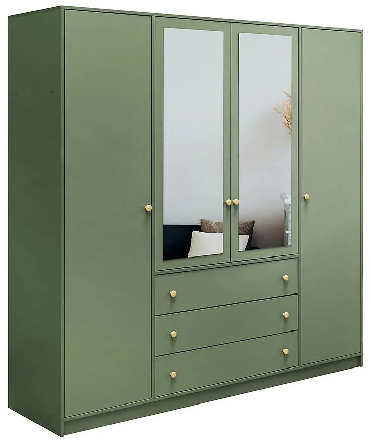 Skriňa Siena 2 D4 fľaškovozelená / zrkadlo