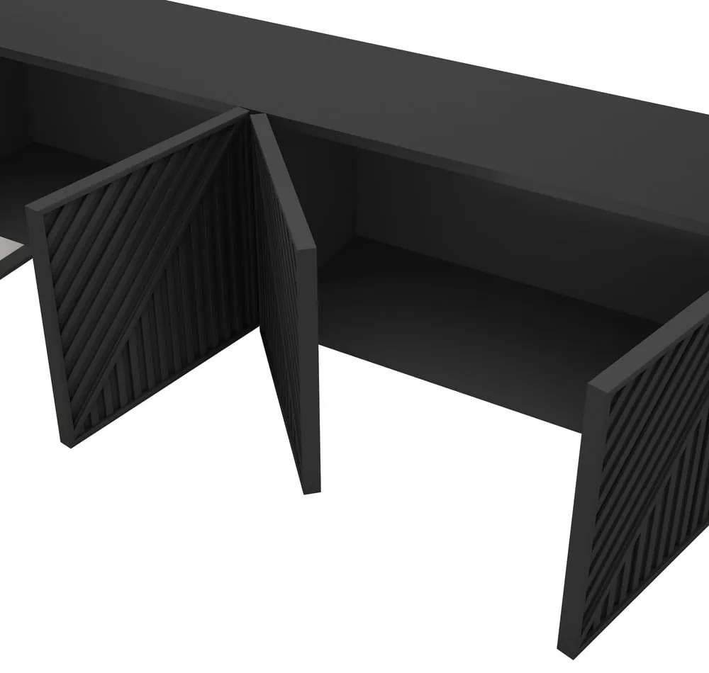 Čierny TV stolík 161x55x35 cm Peta – Marckeric