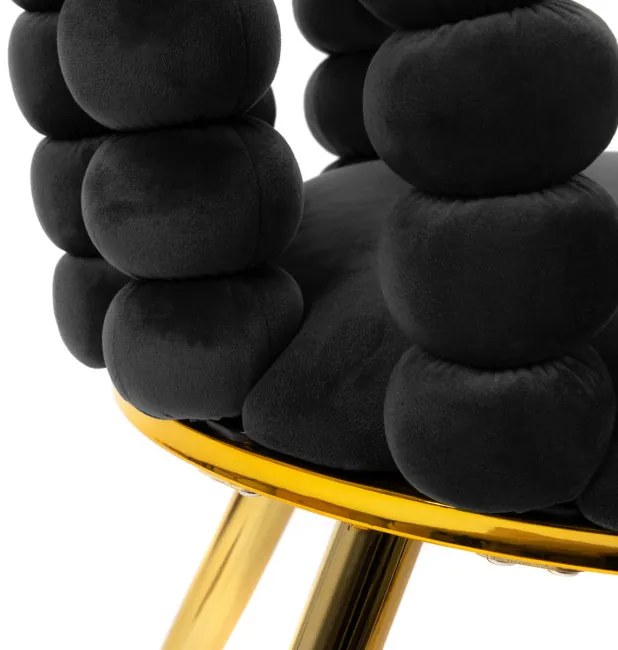 Jedálenská stolička BUBBLE BEAM zamatová čierna so zlatými nohami 871837
