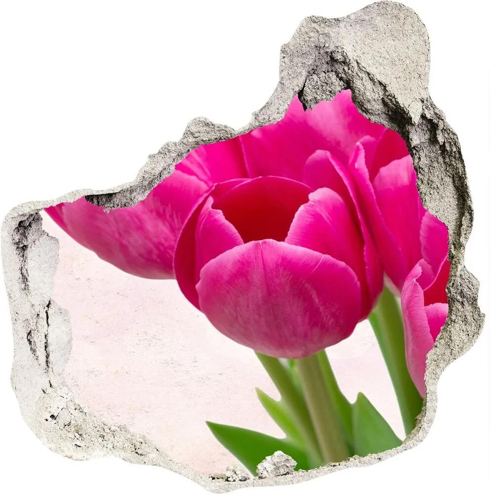 Samolepiaca diera na stenu Ružové tulipány WallHole-75x75-piask-90952565
