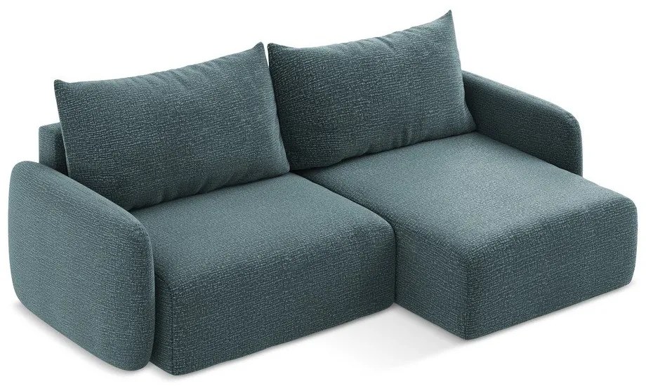 Tyrkysovomodrá rozkladacia/s úložným priestorom rohová pohovka (pravý roh) Kalena – Makamii