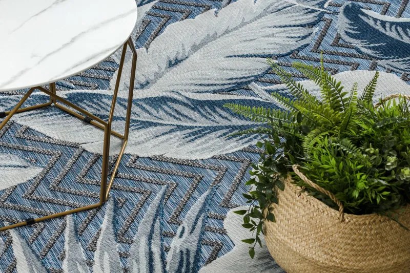 Dywany Łuszczów, Kusový koberec Botanic 65242 Feathers navy – na von aj na doma, 176x270, modrá, chodba / predsieň