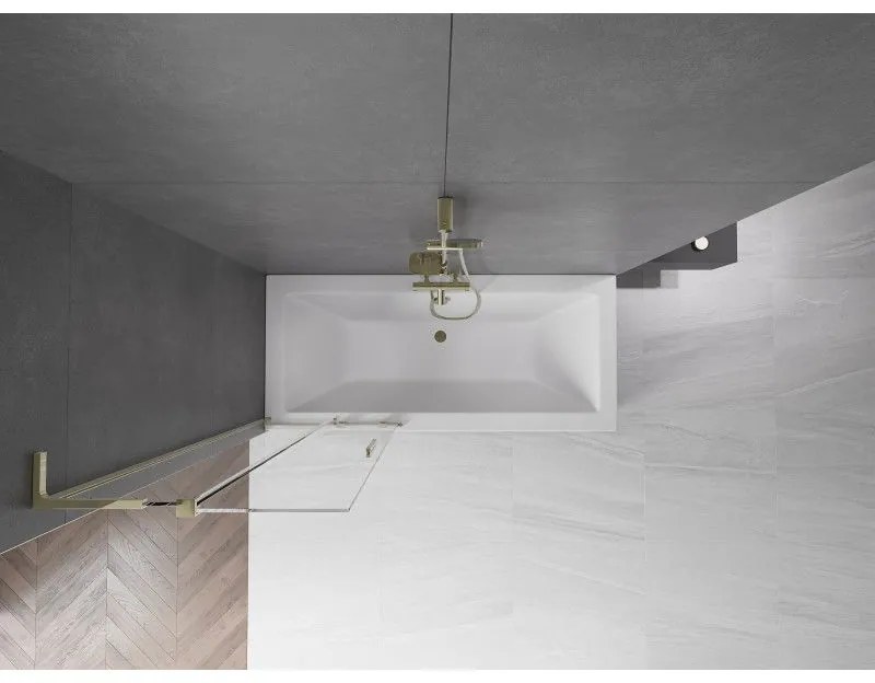 Mexen Velar L, 2-krídlová posuvná vaňová zástena 70 x 150 cm, 8mm číre sklo, zlatý lesklý profil, 896-070-003-01-50