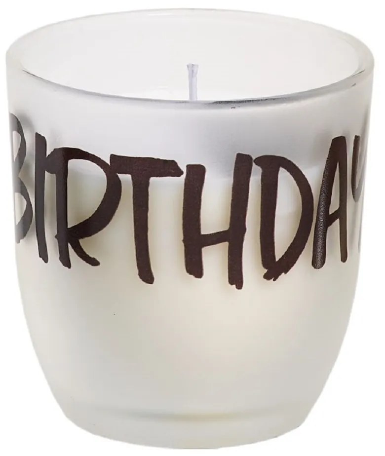 SPAAS Sviečka v skle s nápisom - BIRTHDAY
