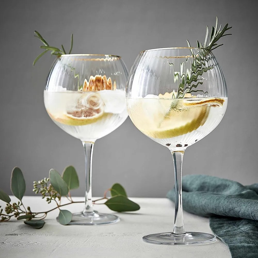 GOLDEN TWENTIES Pohár na gin so zlatým okrajom 650 ml