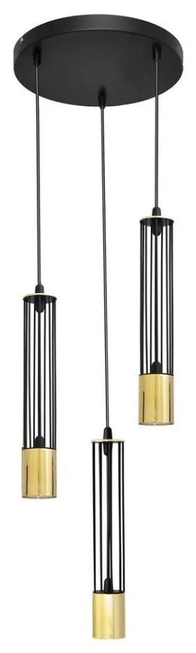 LED Luster na lanku BARS 3xGU10/4,8W/230V čierna/zlatá