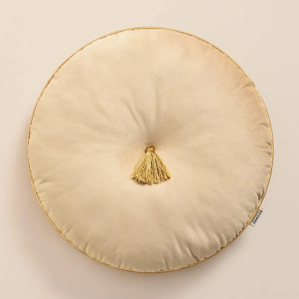 Okrúhly dekoračný vankúš ALLURE krémovej farby s priemerom 45 cm