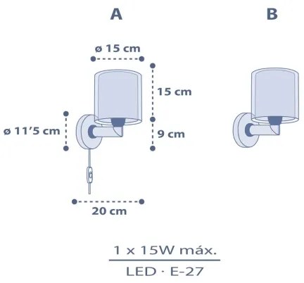 Dalber 76639 - Detská nástenná lampa MOON DREAMS 1xE27/15W/230V modrá