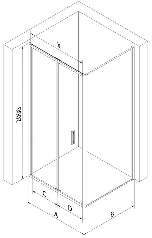 Mexen Exo, skladací sprchový kút 70 x 100 cm, číre sklo, zlatá, 816-070-100-50-00