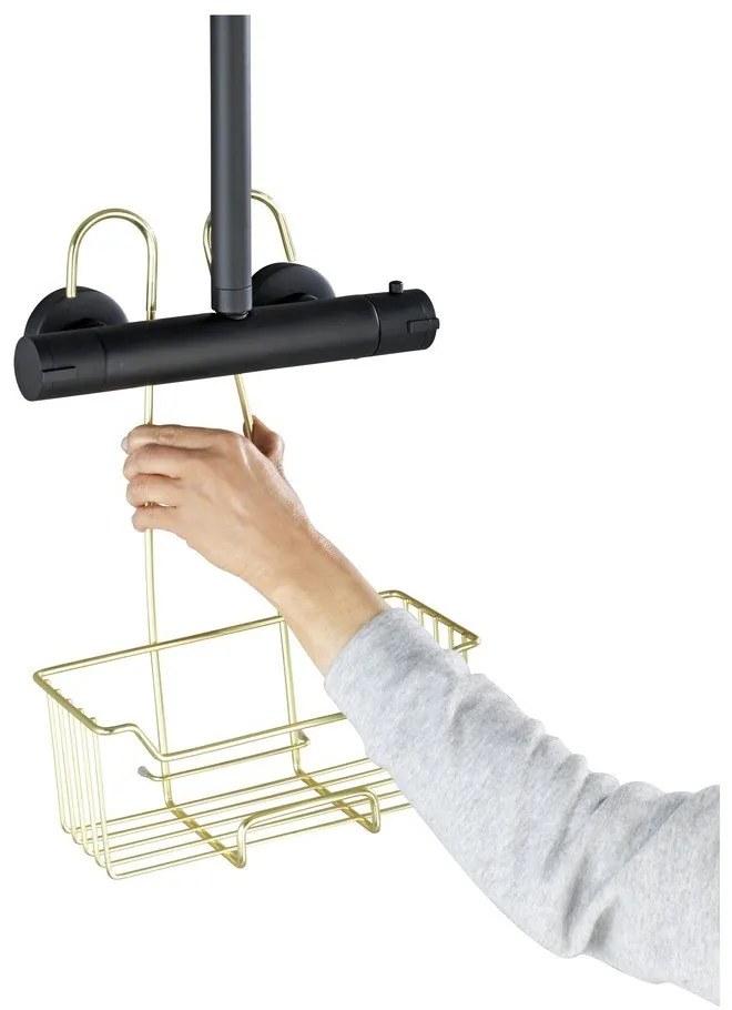 Závesná kúpeľňová polička z nehrdzavejúcej ocele v zlatej farbe Milo – Wenko